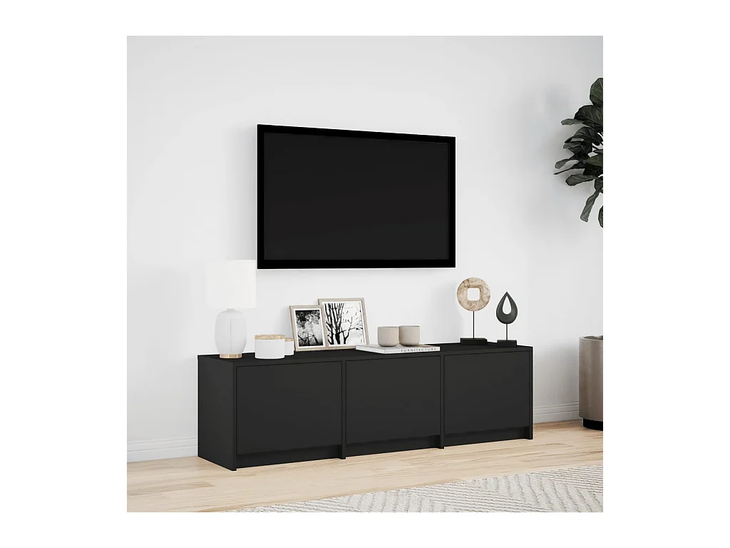 TV-Schrank LED Schwarz 140x34x40 cm Holzwerkstoff