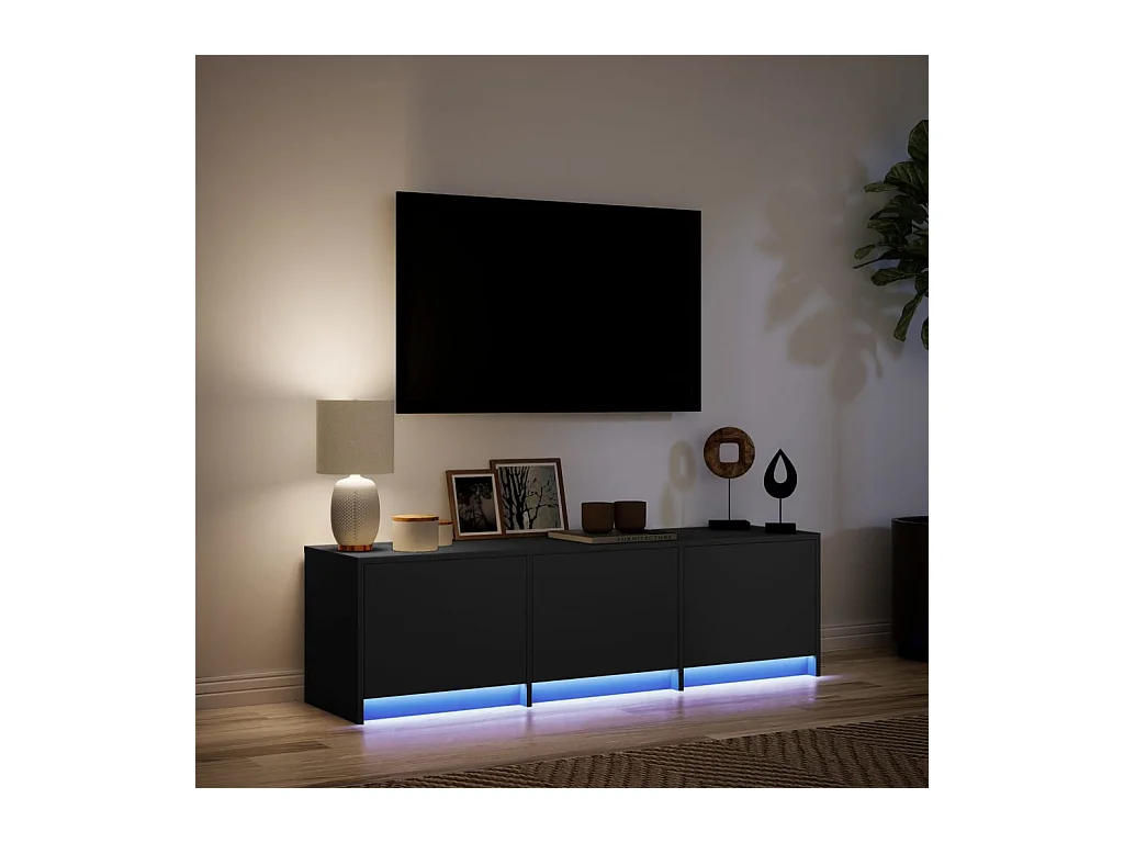 TV-Schrank LED Schwarz 140x34x40 cm Holzwerkstoff