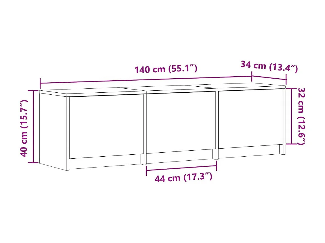 TV-Schrank LED Schwarz 140x34x40 cm Holzwerkstoff