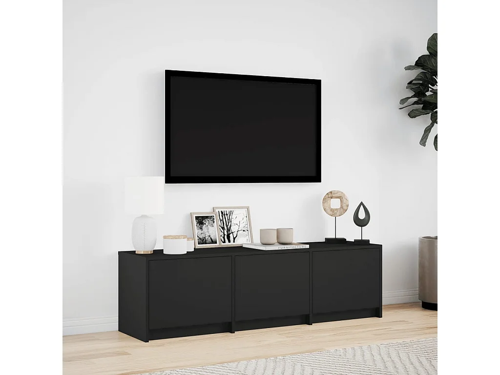 TV-Schrank LED Schwarz 140x34x40 cm Holzwerkstoff