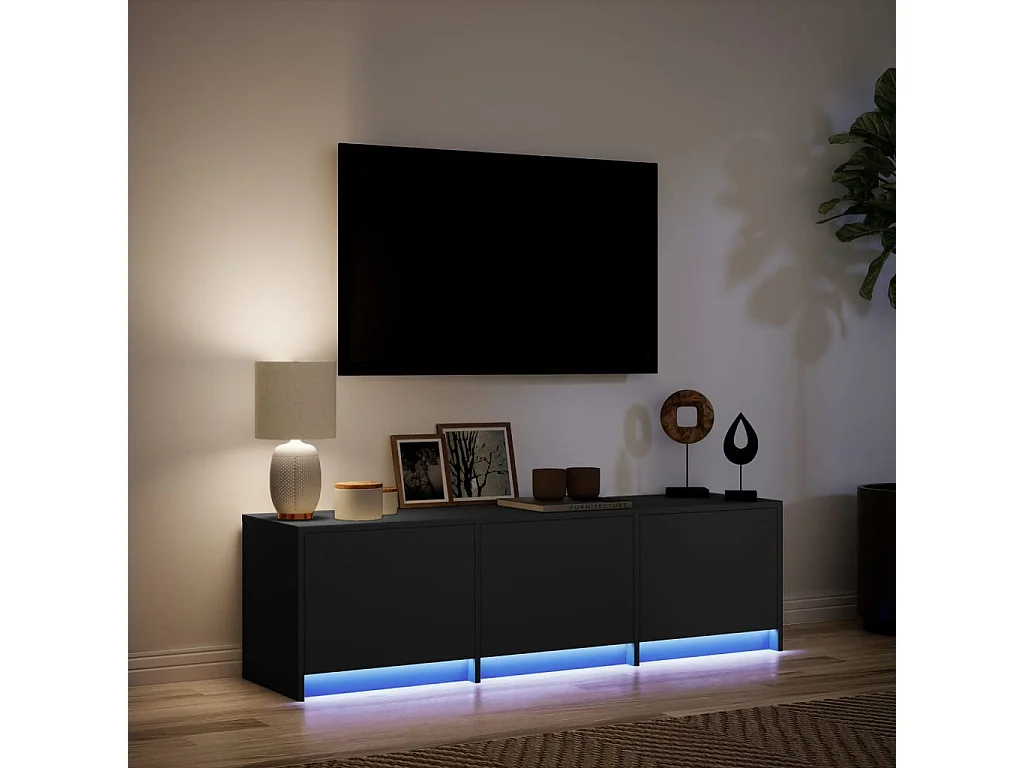 TV-Schrank LED Schwarz 140x34x40 cm Holzwerkstoff