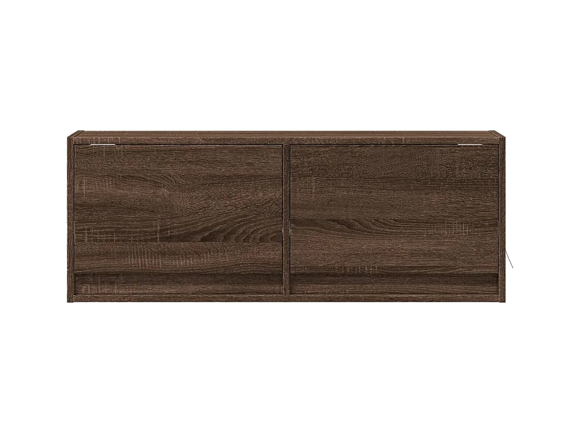 Meuble TV mural avec lumières LED chêne marron 100x31x35 cm