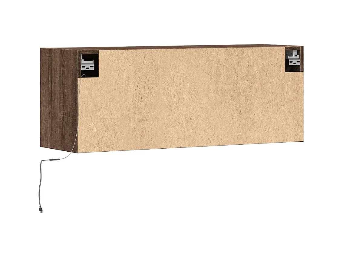 Meuble TV mural avec lumières LED chêne marron 100x31x35 cm