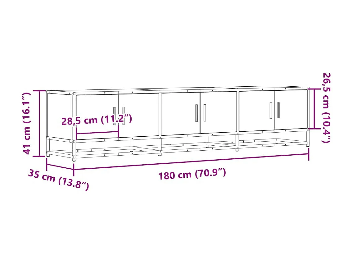 Mueble para TV madera de ingeniería roble marrón 180x35x41 cm