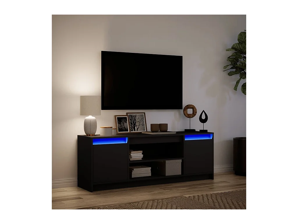 TV-Schrank mit LED-Beleuchtung Schwarz 139,5x34x50 cm