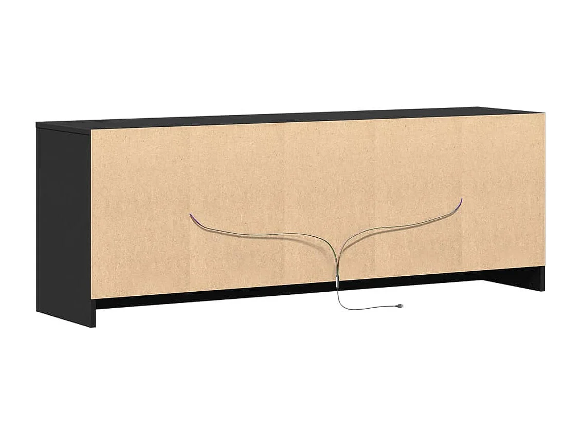 Mueble de TV con LED madera de ingeniería negro 139,5x34x50 cm