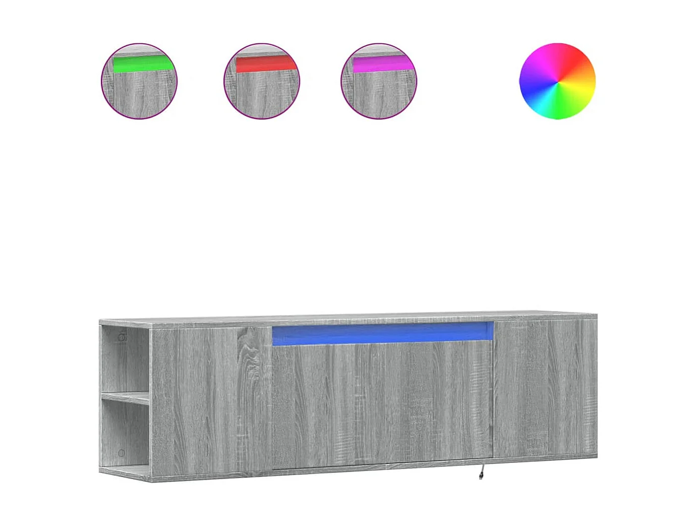 Móvel de parede p/ TV c/luzes LED 135x31x39,5cm cinzento sonoma