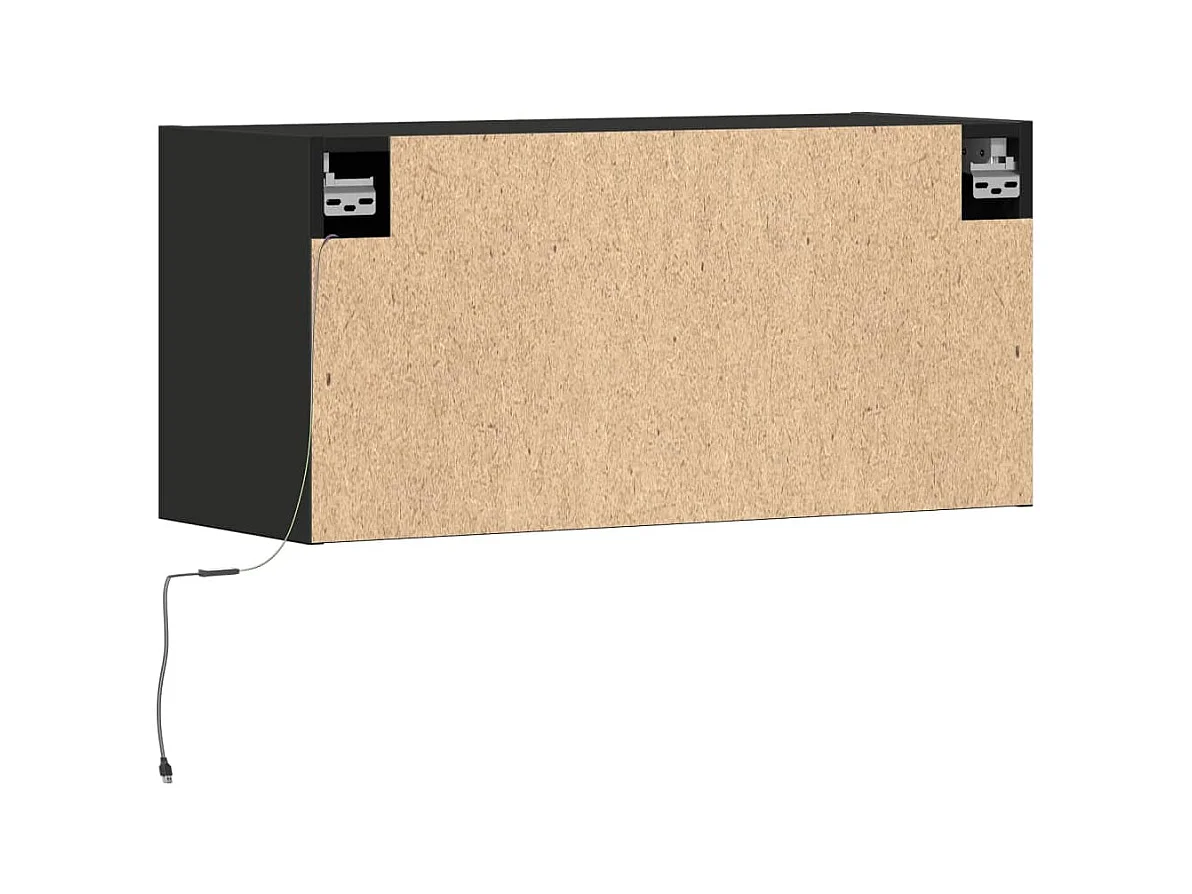 Meuble TV mural avec lumières LED noir 80x31x35 cm