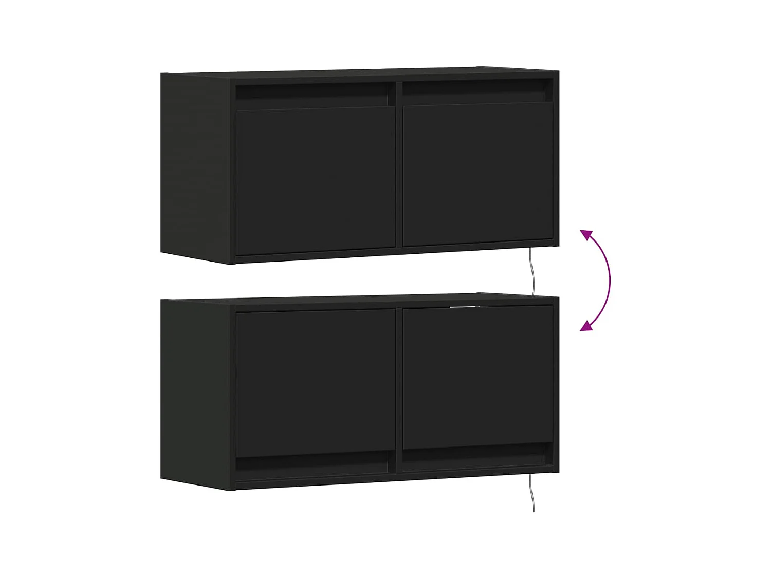 Meuble TV mural avec lumières LED noir 80x31x35 cm