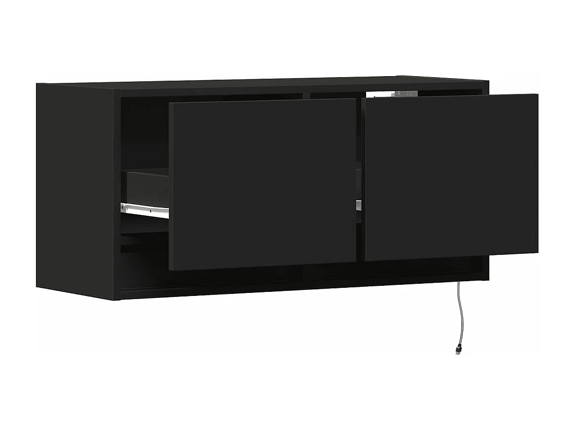 Móvel de parede para TV com luzes LED 80x31x35 cm preto
