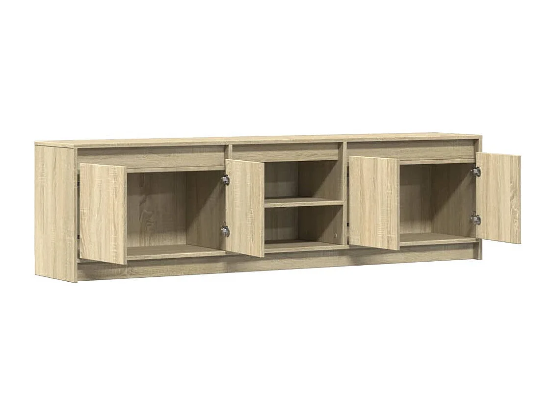 Tv-meubel met LED 180x34x50 cm bewerkt hout sonoma eikenkleurig