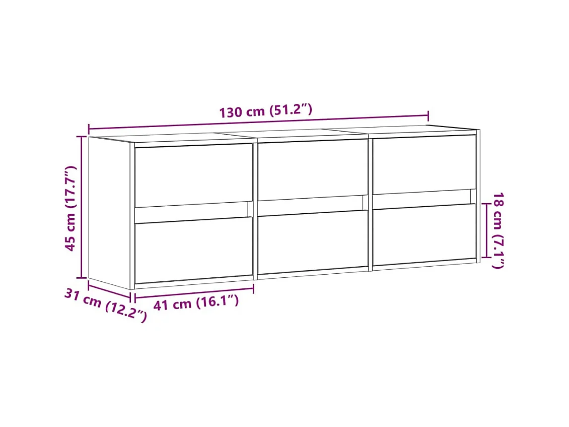 Meuble TV mural avec lumières LED sonoma gris 130x31x45 cm