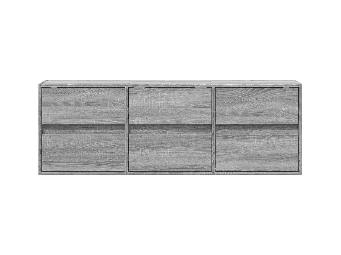 Meuble TV mural avec lumières LED sonoma gris 130x31x45 cm