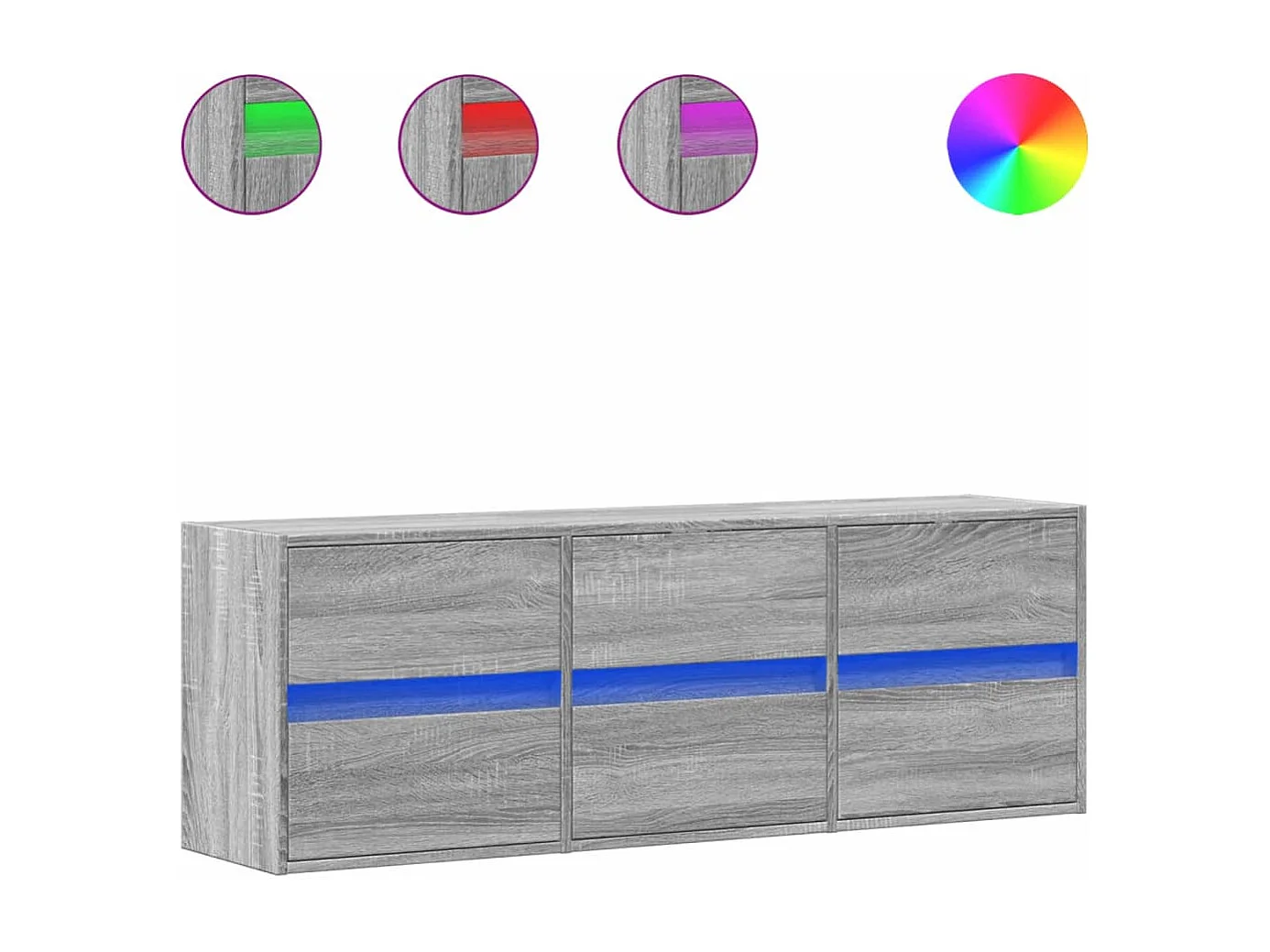 Mueble de TV de pared con luces LED gris Sonoma 130x31x45 cm