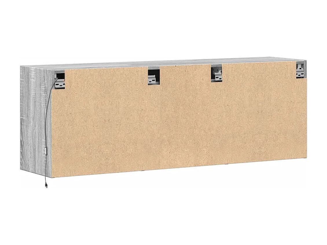 Mueble de TV de pared con luces LED gris Sonoma 130x31x45 cm