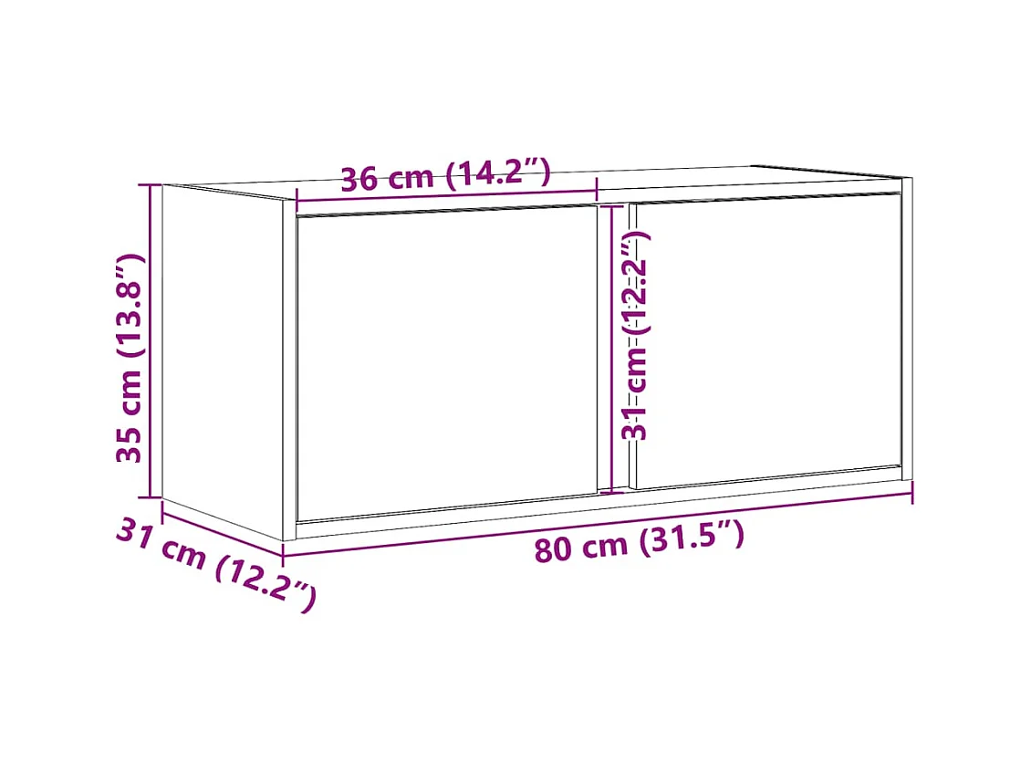 Meuble TV mural avec lumières LED gris béton 80x31x35 cm