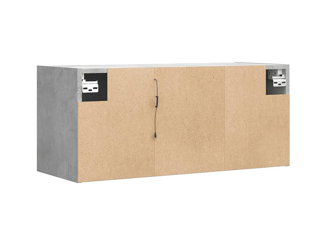 Meuble TV mural avec lumières LED gris béton 80x31x35 cm