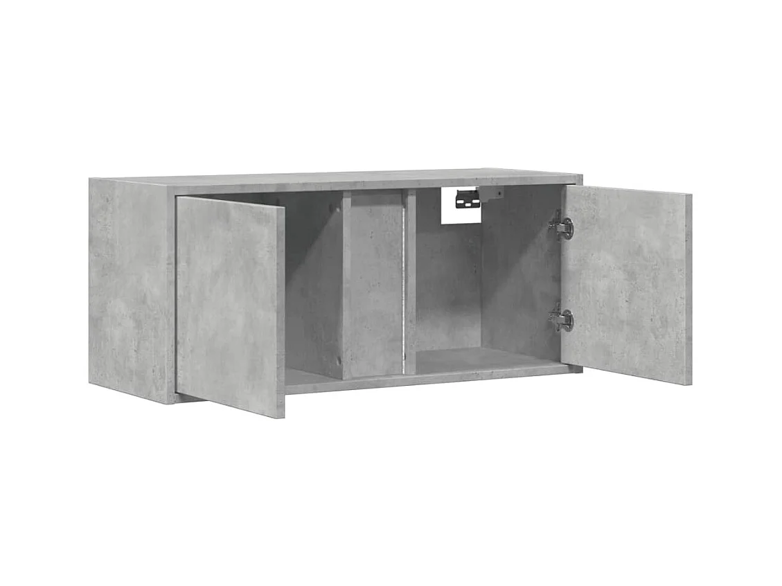 Meuble TV mural avec lumières LED gris béton 80x31x35 cm