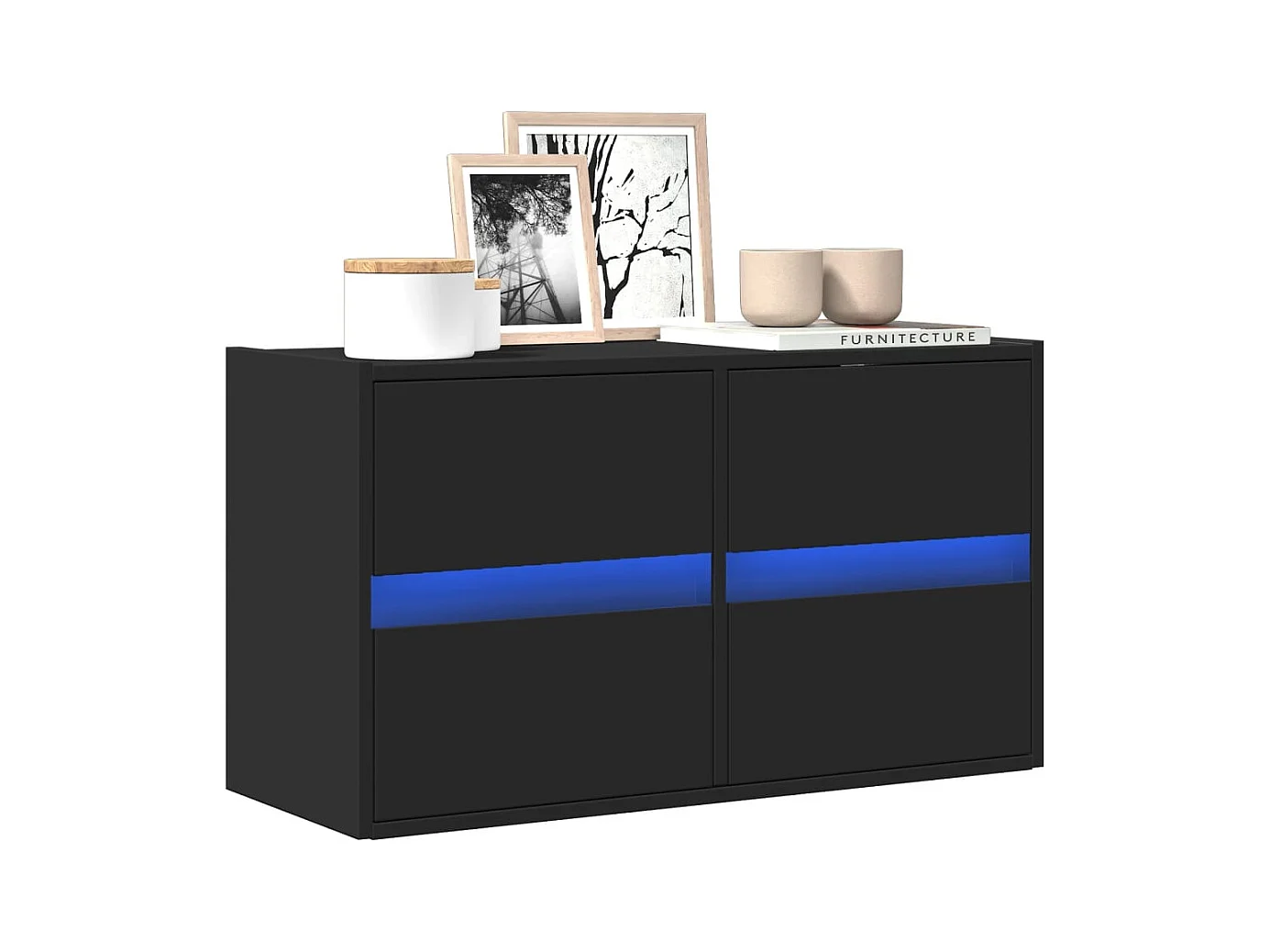 Meuble TV mural avec lumières LED noir 80x31x45 cm