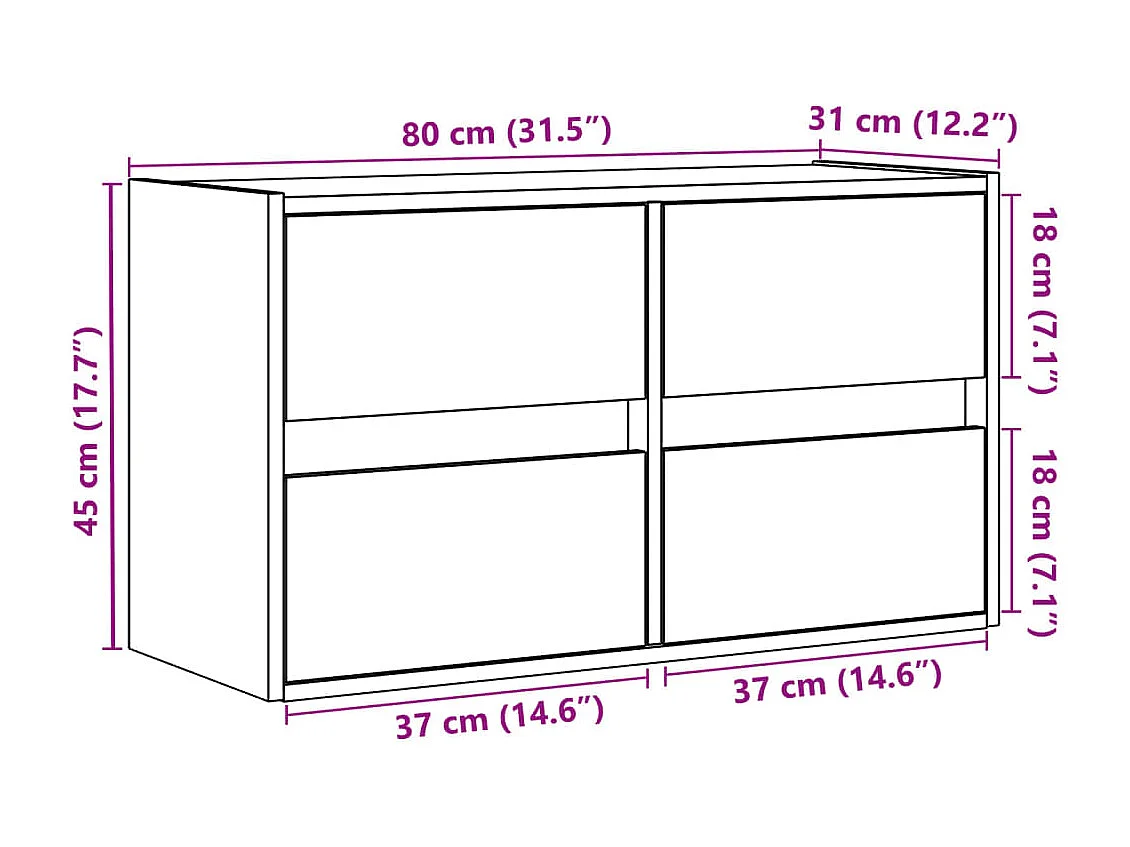 TV-Wandschrank mit LED-Beleuchtung Schwarz 80x31x45 cm