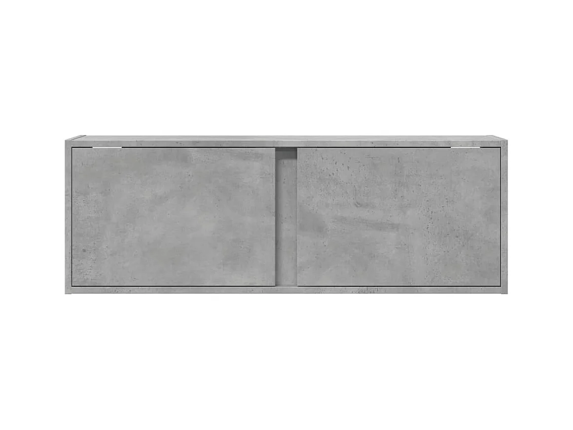 Meuble TV mural avec lumières LED gris béton 100x31x35 cm