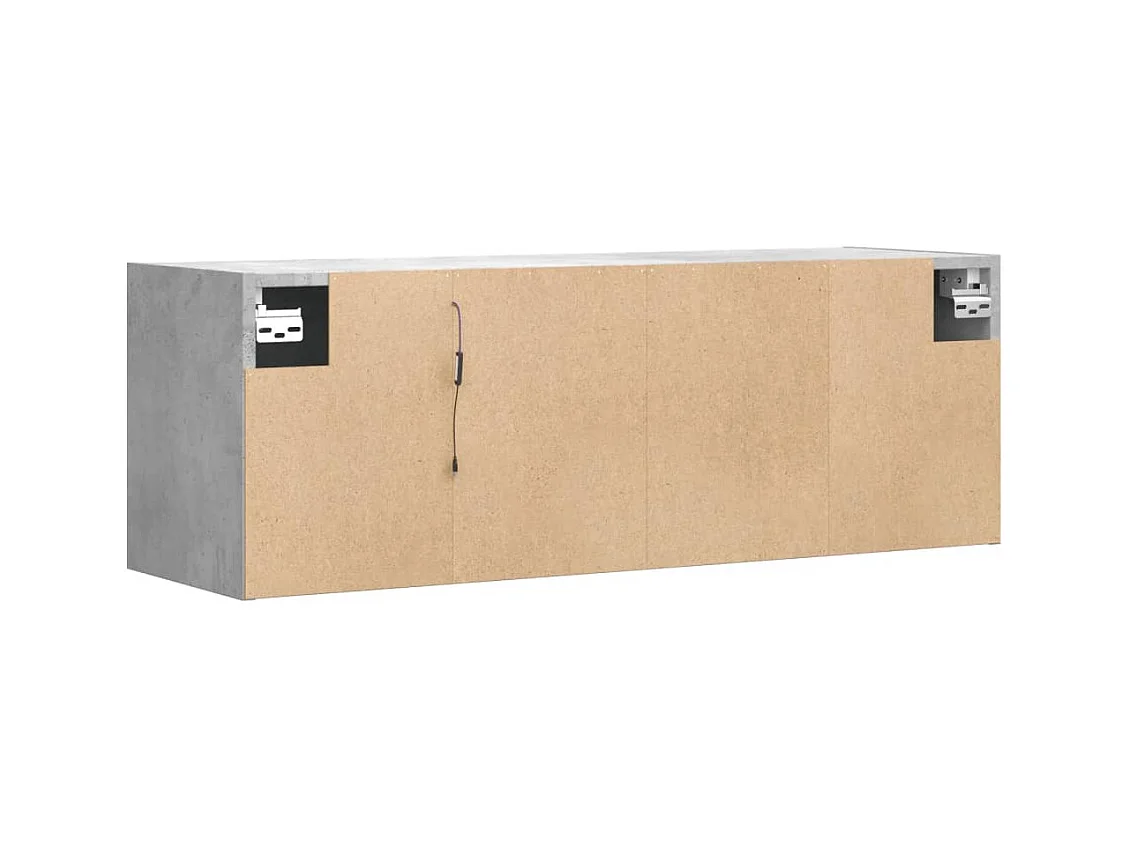 Meuble TV mural avec lumières LED gris béton 100x31x35 cm