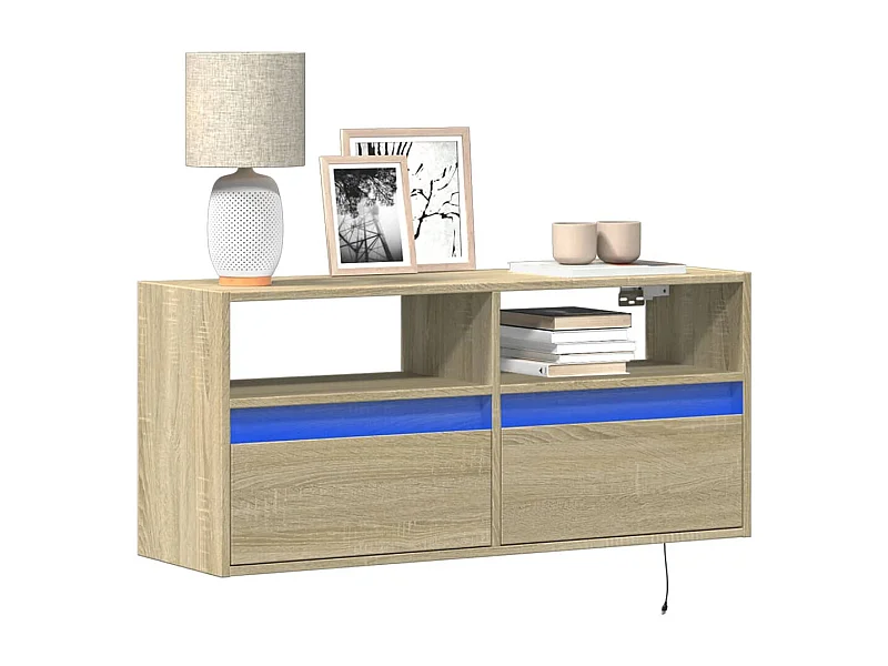 TV-Wandschrank mit LED-Beleuchtung Sonoma-Eiche 100x31x45 cm