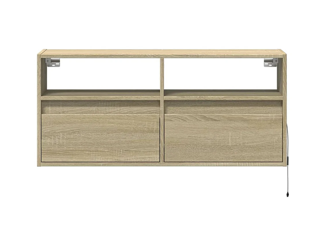 Meuble TV mural avec lumières LED chêne sonoma 100x31x45 cm