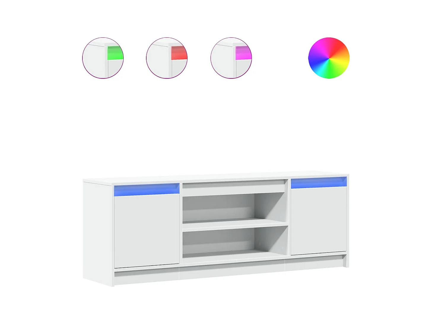 TV-Schrank mit LED-Beleuchtung Weiß 139,5x34x50cm Holzwerkstoff