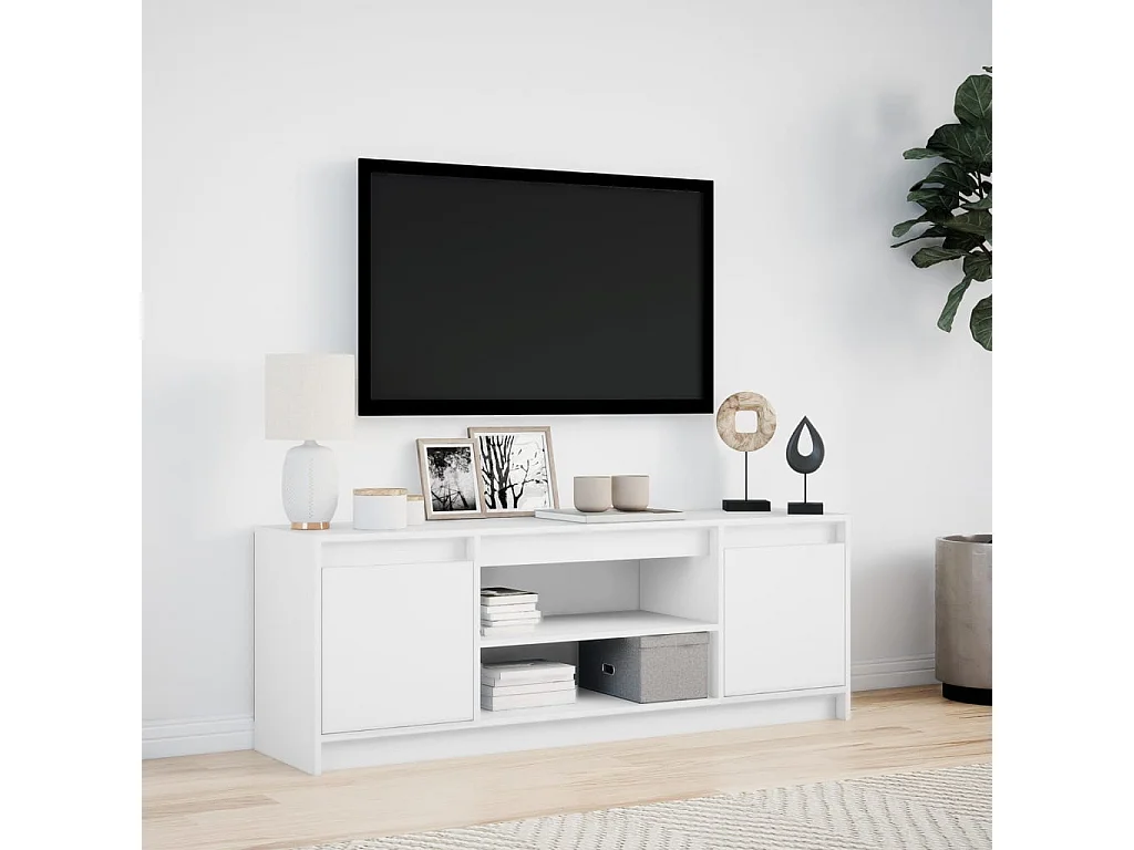 Meuble TV avec LED blanc 139,5x34x50 cm bois d'ingénierie