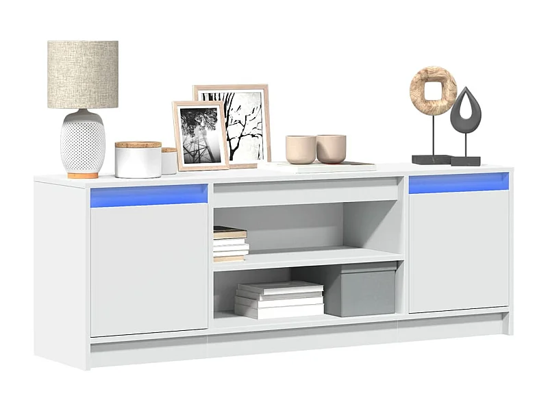 TV-Schrank mit LED-Beleuchtung Weiß 139,5x34x50cm Holzwerkstoff