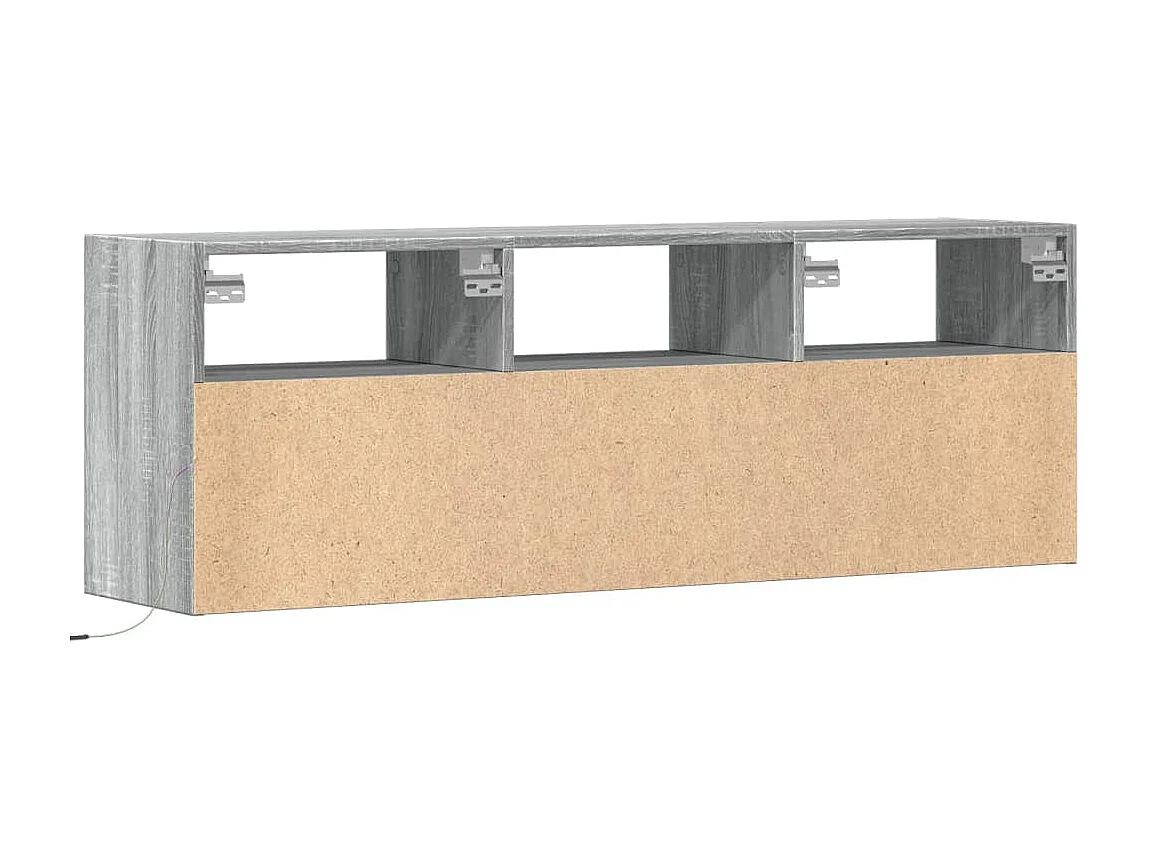 Mueble de TV de pared con luces LED gris Sonoma 130x31x45 cm