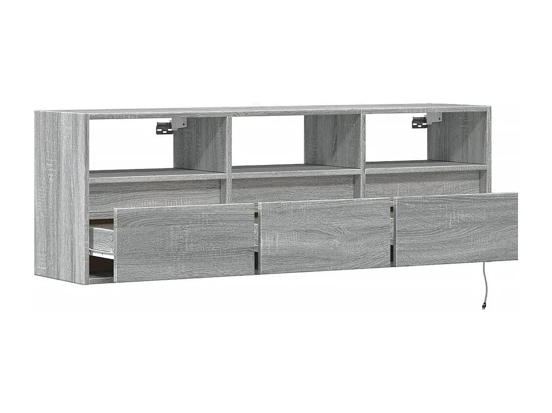 Mueble de TV de pared con luces LED gris Sonoma 130x31x45 cm