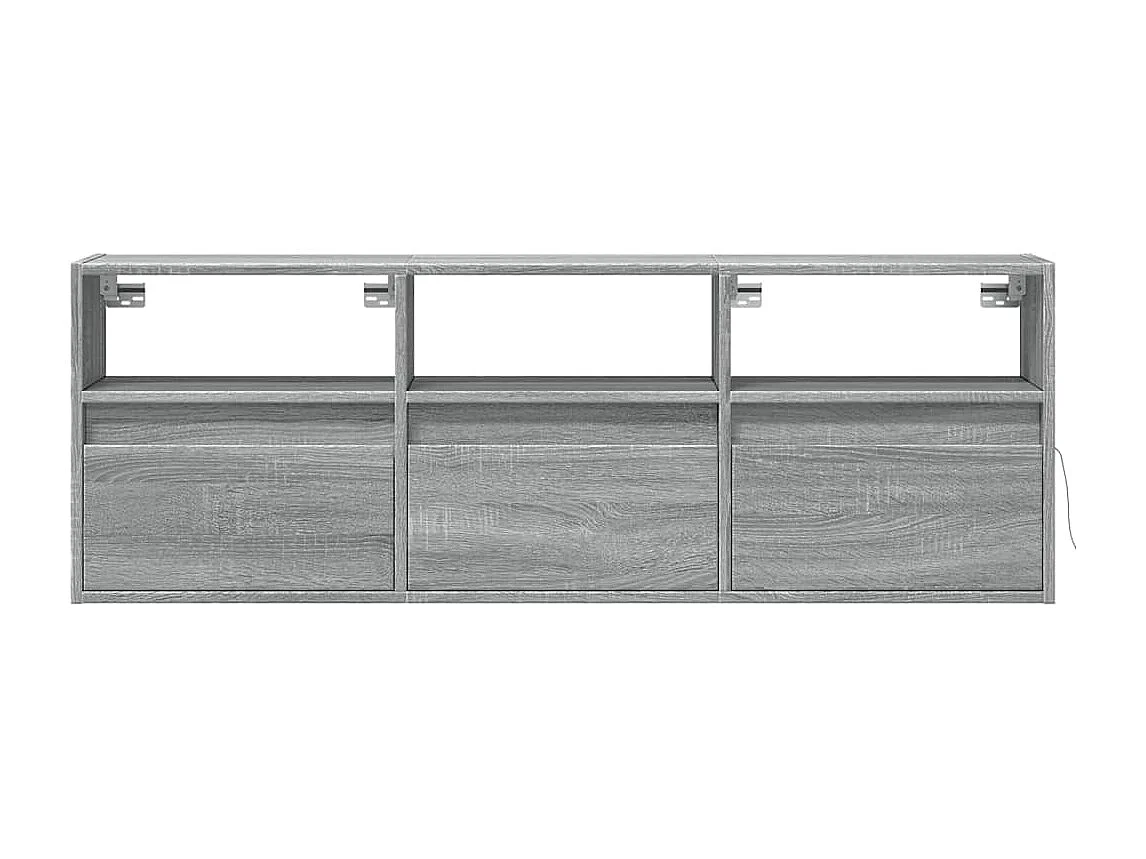 Meuble TV mural avec lumières LED sonoma gris 130x31x45 cm