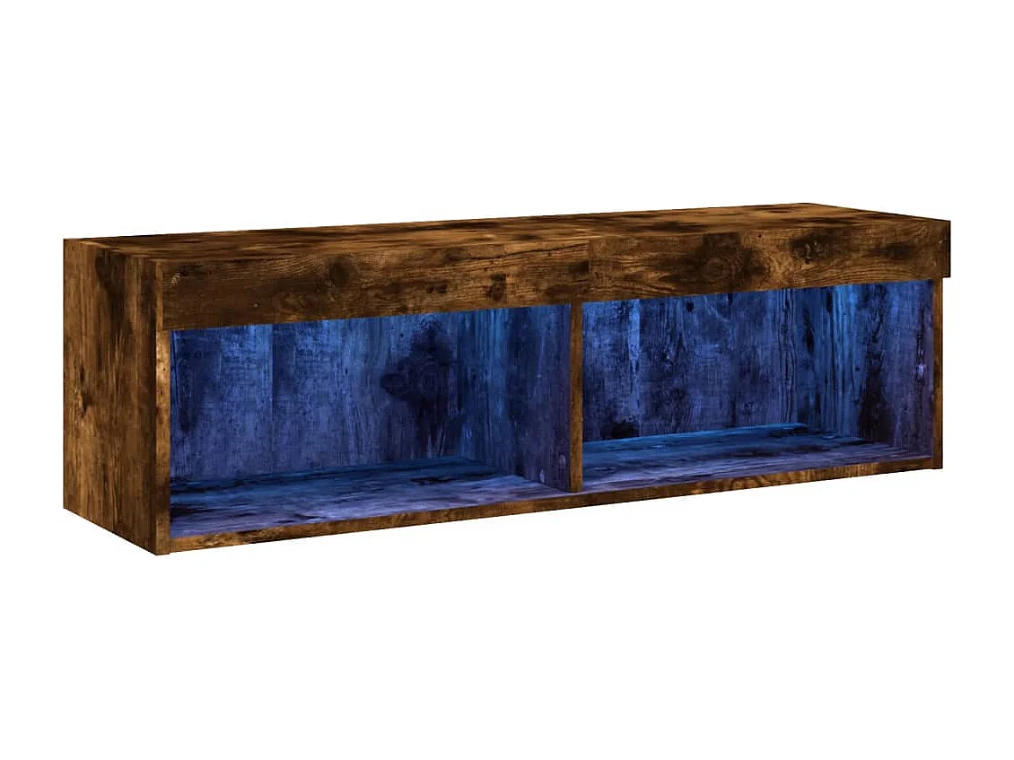 Meuble TV avec lumières LED chêne fumé 100x30x30 cm