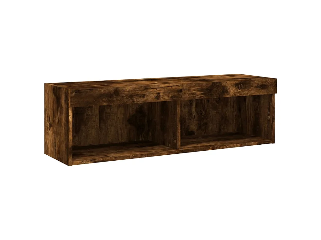 Meuble TV avec lumières LED chêne fumé 100x30x30 cm