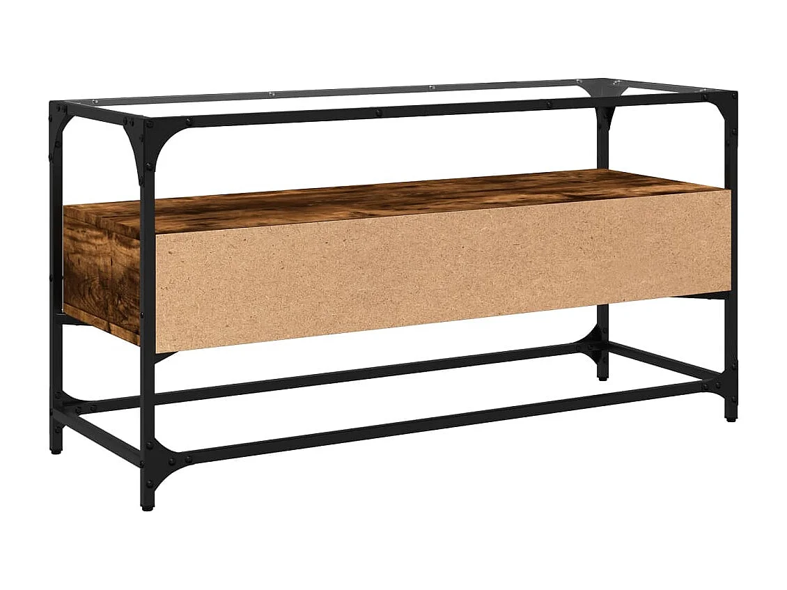 Tv-meubel met glazen blad 98x35x51 cm hout gerookt eikenkleurig