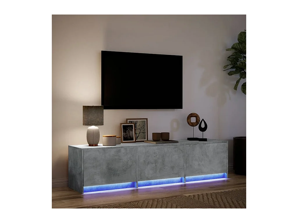 TV-Schrank mit LED-Beleuchtung Betongrau 165x34x40 cm