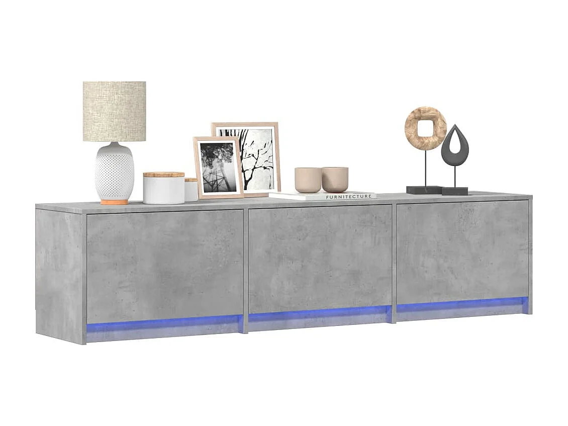 Meuble TV avec LED gris béton 165x34x40 cm bois d'ingénierie