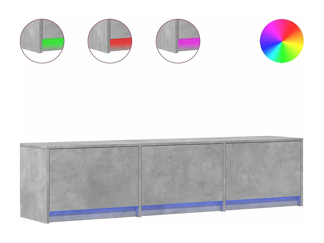 Meuble TV avec LED gris béton 165x34x40 cm bois d'ingénierie