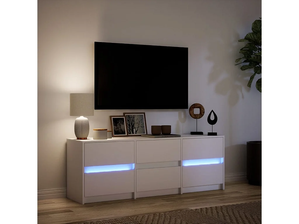 Meuble TV avec LED blanc 140x34x50 cm bois d'ingénierie