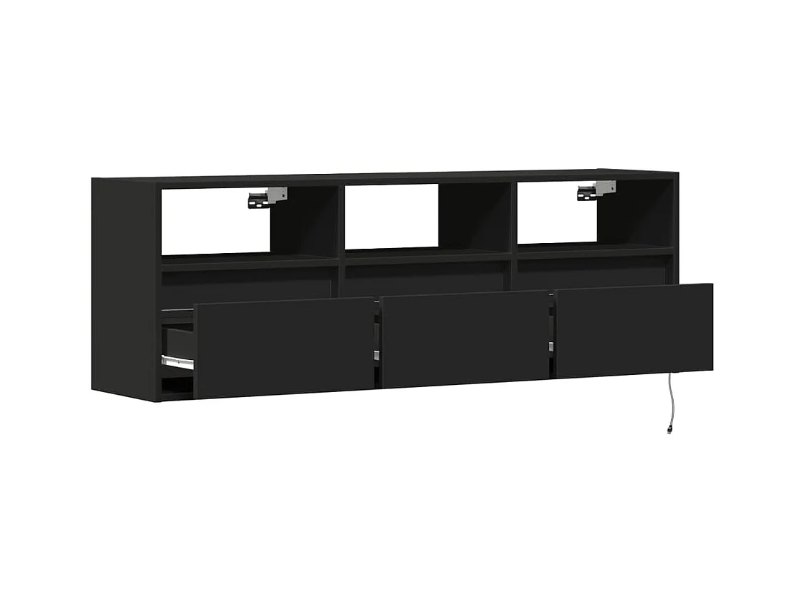 Meuble TV mural avec lumières LED noir 130x31x45 cm