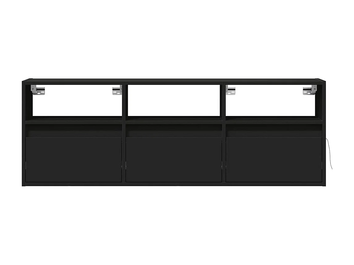 Móvel de parede para TV com luzes LED 130x31x45 cm preto