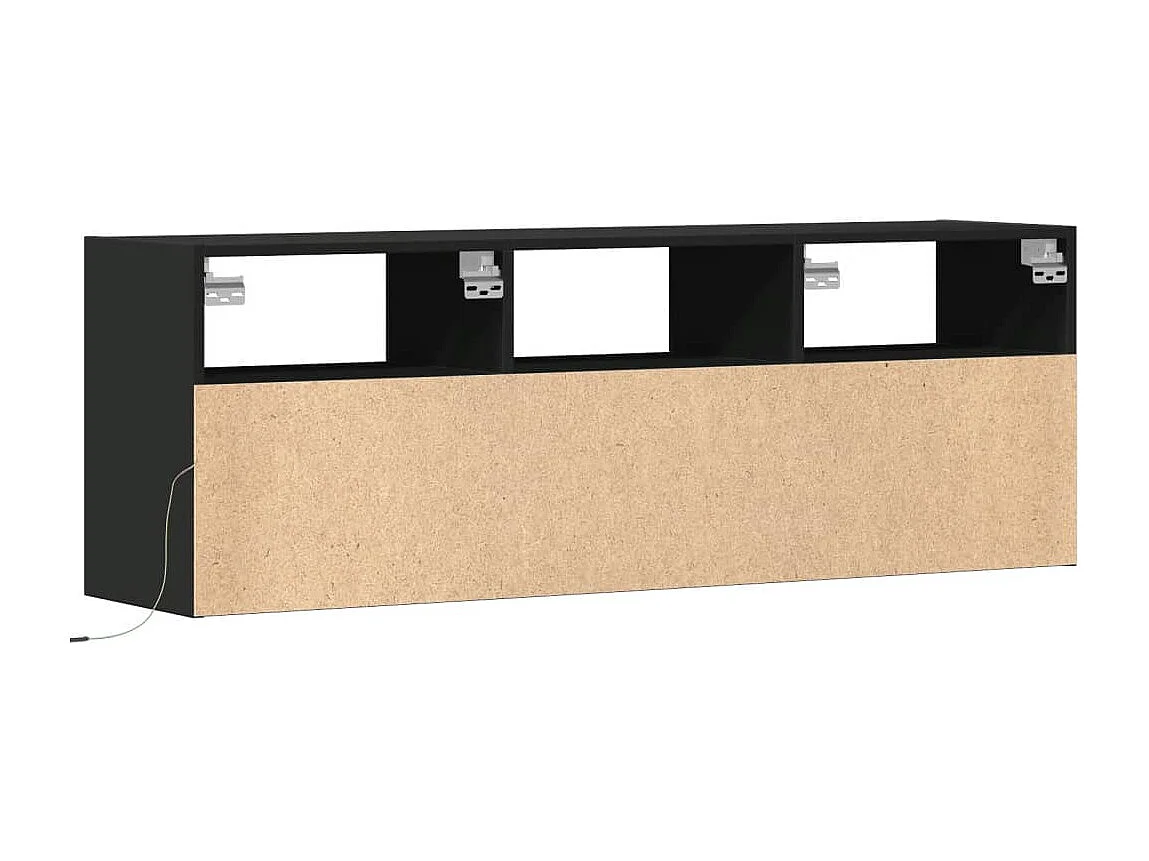 Móvel de parede para TV com luzes LED 130x31x45 cm preto