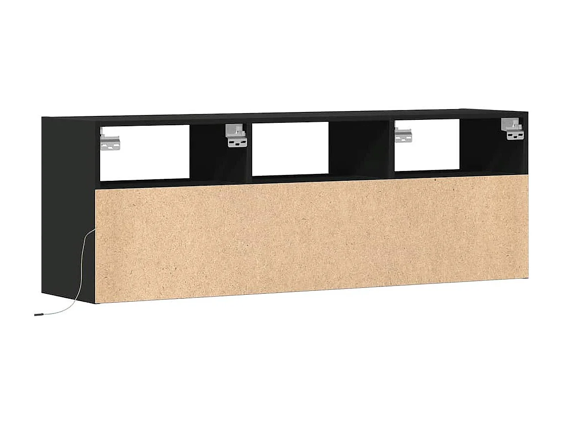 Mobile TV a Parete con Luci LED Nero 130x31x45 cm