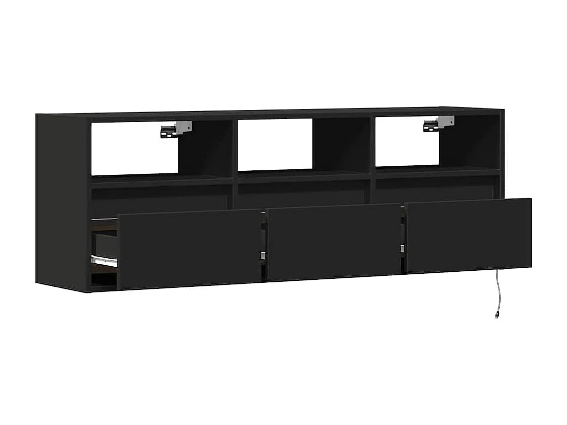 Mobile TV a Parete con Luci LED Nero 130x31x45 cm