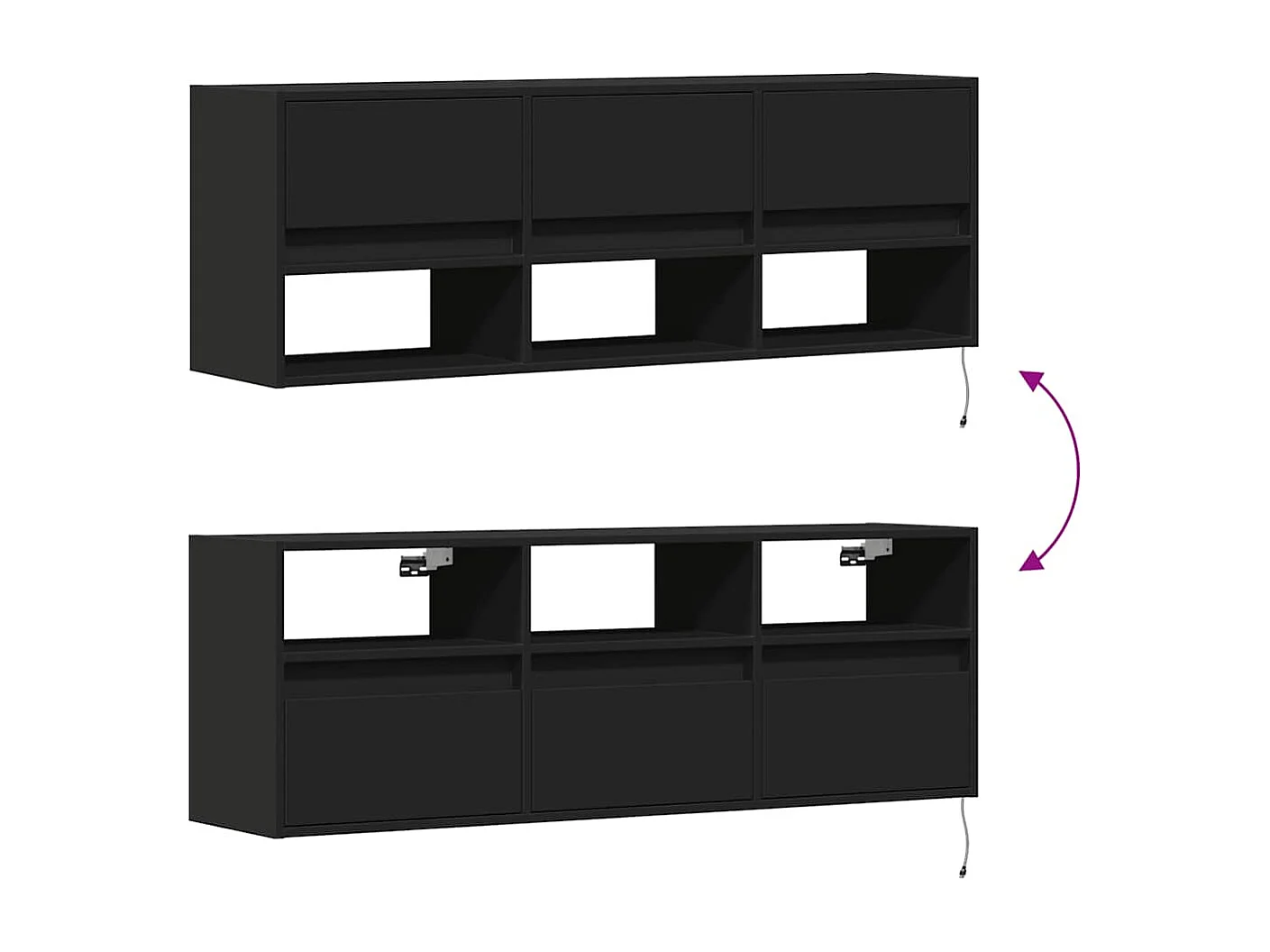 Mobile TV a Parete con Luci LED Nero 130x31x45 cm