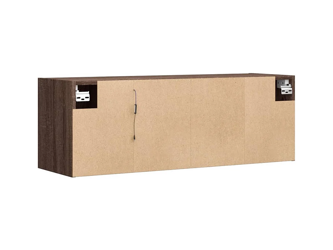 Meuble TV mural avec lumières LED chêne marron 100x31x35 cm