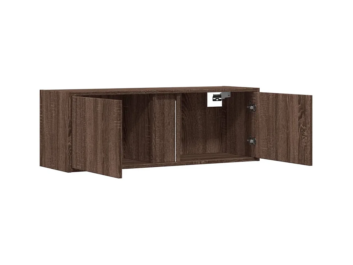 Meuble TV mural avec lumières LED chêne marron 100x31x35 cm