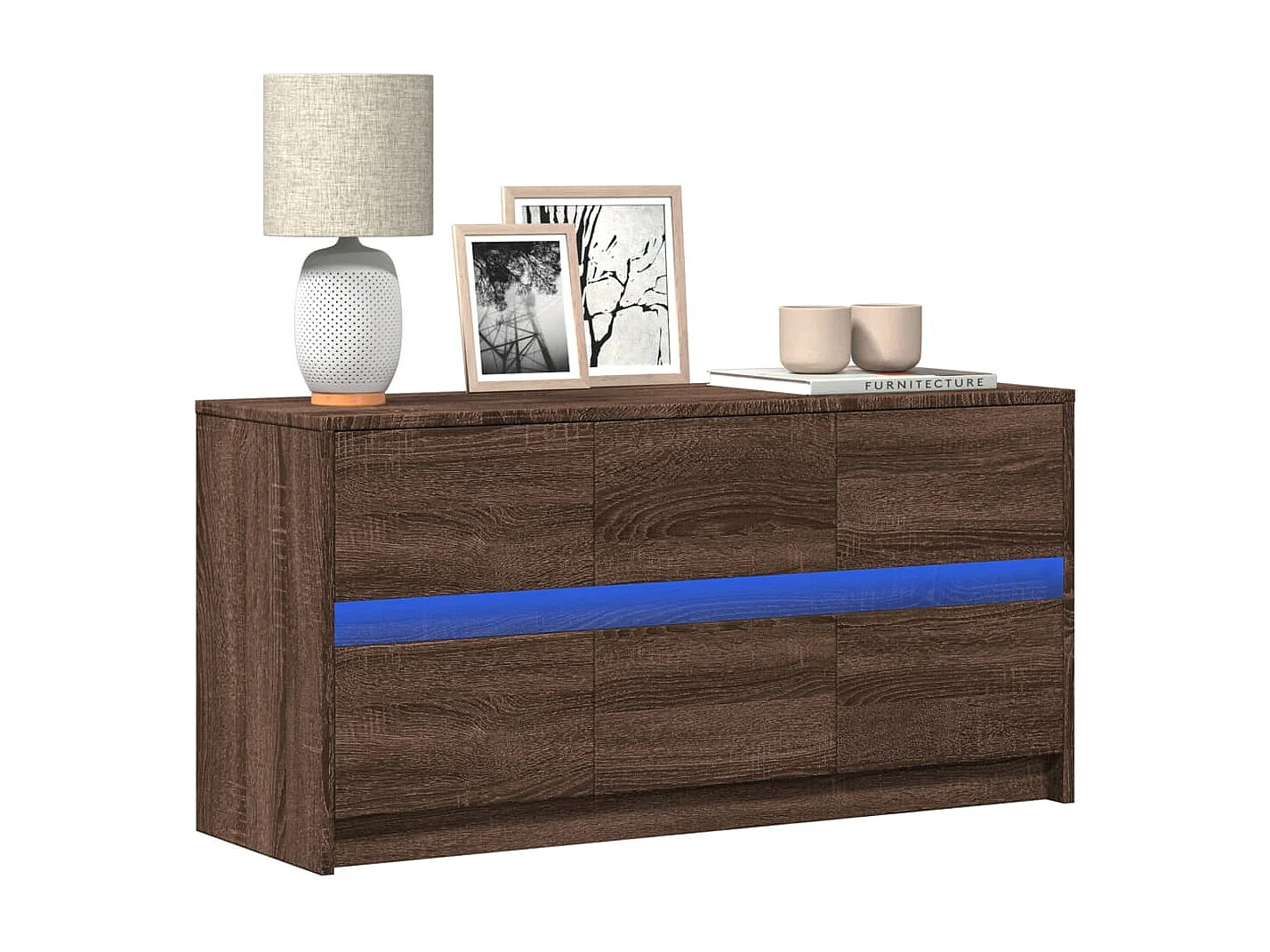 Mueble de TV LED madera ingeniería marrón roble 100x34x50 cm